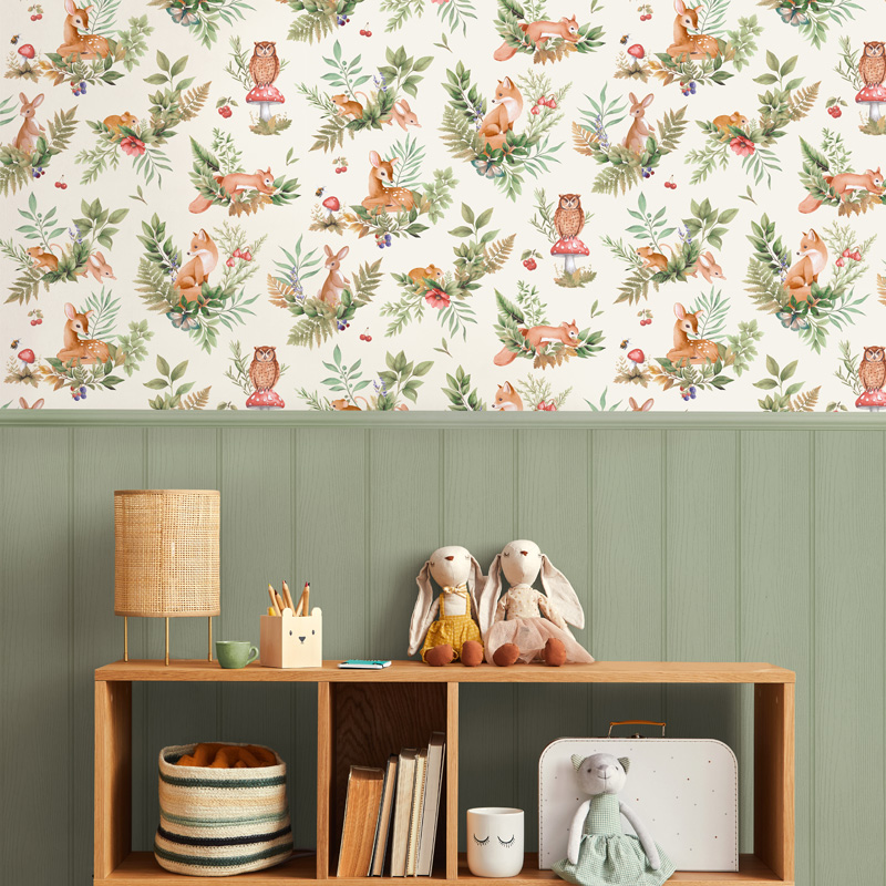 Papel pintado infantil animales bosque